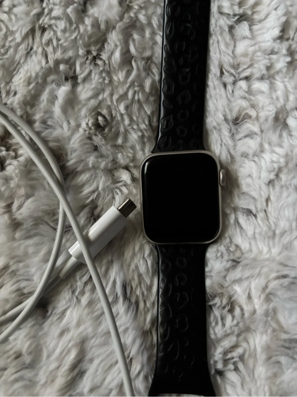 Black Apple Watch SE with Textured Band -
